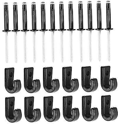 HANABASS J-Haken Satz Mit 12 Zurrhaken Und Nieten Aus Rostfreiem Stahl Mit Gummiring Poliert Und Gratfrei Für Kajak Kanu Boot Befestigung Und Sicherung
