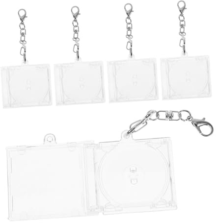 GLSTOY 5 Stück Mini Cd Hüllen Schlüsselanhänger Transparentes Album Halter für Diy Fanartikel Herzförmiger Anhänger für Musikliebhaber Dekoration für Taschen und Schlüsselbund