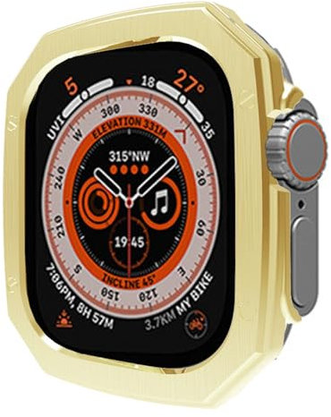 TYEMLM Custodia lucida per placcatura PC per Apple Watch Ultra 49mm 8 7 41mm 45mm Paraurti per IWatch Series 6 SE 5 4 40 44mm Bazel Cover protettiva(Gold,41MM)