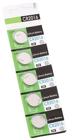 Batterie al litio CR2016 da 3 V, confezione da 5, per sistemi di accesso senza chiave, giocattoli elettronici e fitness tracker, pile a bottone al litio
