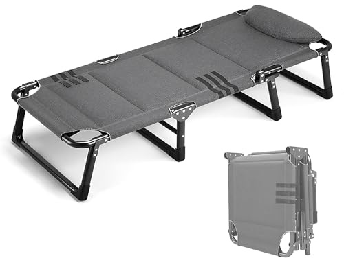 Klappbett Gästebett Camping mit 4-Fach Verstellbarer Rückenlehne und 3D-Kissen Reisebett Erwachsene für Büros, Geschäfte, Krankenhäuser, Camping Tragkraft 175kg(190 * 68 * 28cm)