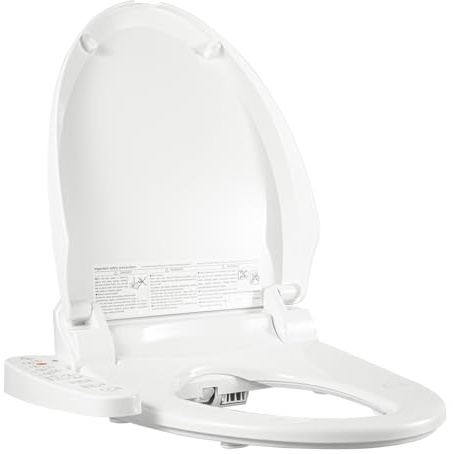 Smart Dusch WC Bidet Bidet Sitz Aufsatz Toilettensitz Elektrisch Gewärmter Sitz mit Rutschfeste Unterlage und Kleine Anzeigen, Einstellbare Wasser- und Sitztemperatur, 45 * 52 * 16 cm