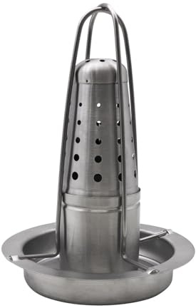 culinario Hähnchenbräter aus Edelstahl für Grill und Backofen, Höhe 23,5 cm, Ø18 cm, zerlegbarer Hähnchenhalter für den Grill