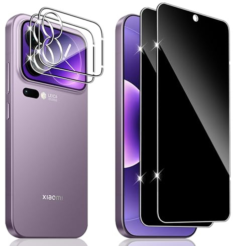 Hengnewro Protector de Pantalla Privacidad para Xiaomi Mi 17 Pro Max | 2 Piezas Antiespías Cristal Templado + 2 Piezas Protector de Lente de Cámara, Antiespías Vidrio Templado, Anti Espía Cristal