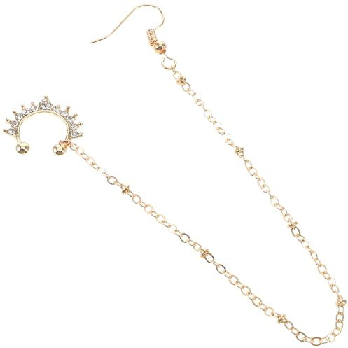 Holibanna Faux Anneau de Nez Doré avec Chaîne pour Oreille Boucle Non Percée Style Indien et Africain Accessoire Léger et Confortable sans Piercing pour Femmes