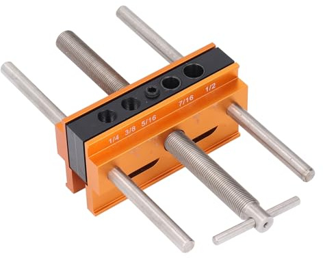 AUNMAS Dübellehre, Verstellbare Breite, Bohrführung, Holzbearbeitungs-Verbindungswerkzeug mit Hülse für Tischlerei. Selbstzentrierendes Elektrowerkzeug Zum Dübeln, Keksverbindungsset