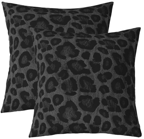 Homemissing Leopard Drucken Kissenbezüge 40x40cm Gepardpelz Dekokissen Tierdruck Kissenbezug Wildtier Haut Textur Kissenhülle Dekokissen Schwarz Grau