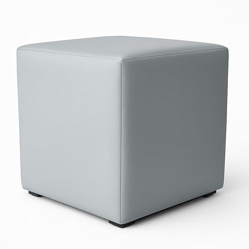 Extrasen Hocker Wohnzimmer Sitzhocker - Quadratisch 40 x 40 cm - Sofahocker - Öko-Leder- Grau