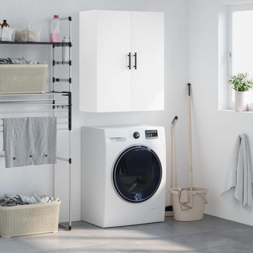 Hoopleep Wandschrank Weiß, 69,5x34x90 cm Holzwerkstoff, Hängeschrank mit Türen, vielseitige Aufbewahrung für Schlafzimmer, Wohnzimmer, Büro, langlebiges Möbelstück