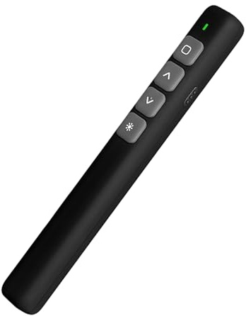PowerPoint Presentation Clicker, Wireless Presenter with Red Laser Pointer, 2.4GHz RF Remote for PowerPoint Prezi Google Slides PC Compatible, Remote Controller for Classroom Office, USB Receiver, B3