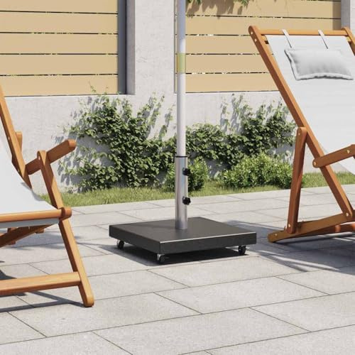 Frdhee Pied de parasol en granit - 30 kg - Carré - Noir - Support de parasol pour terrasse, piscine, cour
