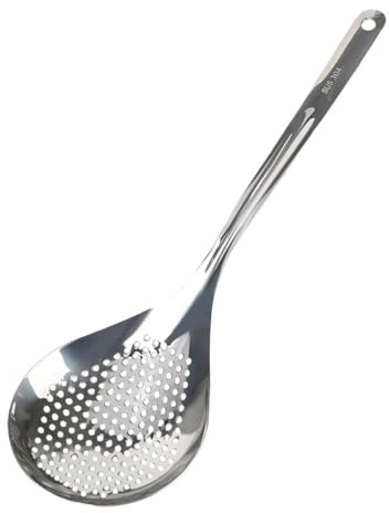 Ubric Cuchara de acero inoxidable, cuchara coladora de mango largo para sacar la pasta, drenar el agua y filtrar
