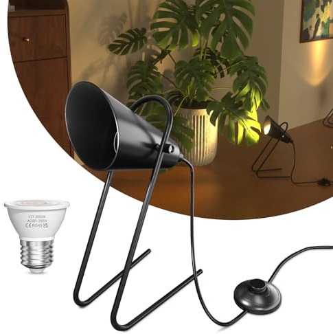 Lustaled Uplighters Indoor, Up Lighter for Plant, Plug in Floor Light, Uplighting Table Spotlights, Accent Picture Lights, Wall Wash Lamp, Uplight with 6W E27 LED Spot Light Bulb, Warm White 3000K