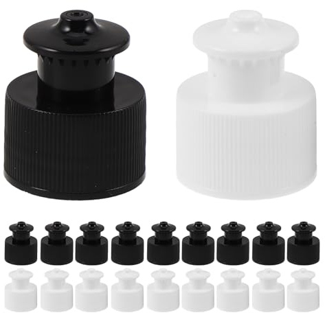 Abaodam Bouchons à Pression pour Activités Physiques 24 Mm Lot de 20 Pièces Bouchon à Tirer Manuel Blanc et Noir Réutilisable pour Bouteilles d'eau en Plastique Accessoires pour