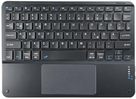 Jaxiyun Bluetooth Tastatur mit Touchpad, Tastatur für ipad, Tablet, QWERTZ