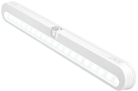 BLS Motion Sensor Light Battery Operated T01-L 20 LED Wardrobe Lights for Cabinets, Cupboard Light with PIR - Super Bright, Auto On Off Switch, Motion & Light Sensor, Light Beam Adjustable (White)