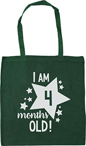 Hippowarehouse I Am 4 Months Old! - Milestone Birthday Tote Shopping Gym Beach Bag 42cm x38cm, 10 litres