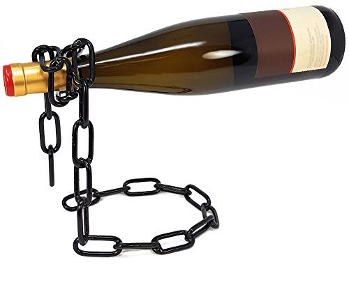com-four® Dekorativer Flaschenhalter Weinhalter Weinflaschenhalter Die schwebende Flasche (01 Stück - Kette schwarz)