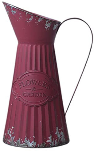 Macetero Regadera Decorativa de Metal Vintage de Color Rojo Flowers & Garden