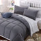 QZY 220x240cm Bettdecke - Quilted Steppbettdecke antiallergisch für Allergiker 100% Microfaser Seasons Herbst und Winter Double Face Grau/Rauch