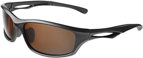 Balinco Polarisierte Sportbrille Sonnenbrille Fahrradbrille mit UV400 Schutz für Damen & Herren Autofahren Laufen Radfahren Angeln Golf (Matt Black - Brown)
