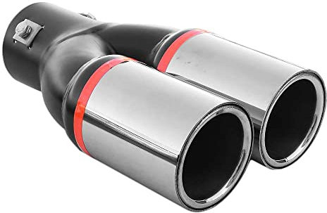 Auspuffblende Doppelrohr Endrohr Edelstahl Auto Endrohrblenden Auspuffendrohr Auspuffrohr Tuning Universell Schalldampf Blende Sport Rund Chrom Auspuffspitzen