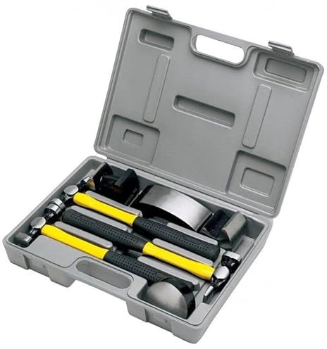 JUEGO DE MARTILLOS DE CHAPISTA Y TASES DE CHAPISTA (TASES GOLPEO) PARA TALLER CHAPISTAS CON MANGO DE FIBRA DE VIDRIO, 7 PIEZAS | Kit reparacion carroceria coche