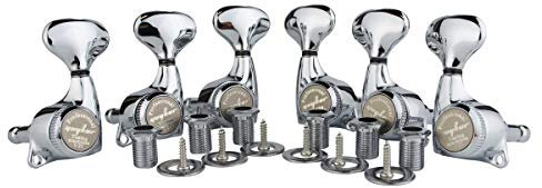 Guyker Guitar Locking Tuners (3L + 3R) - 1:21 Lock String Tuning Key Pegs Machine Head Set Replacement for ST TL SG LP Style Electric, Folk or Acoustic Guitars - Chrome