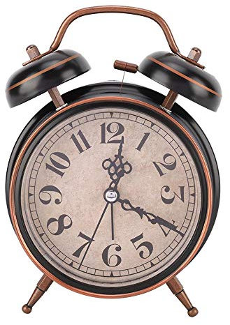 Verrückter Mechanischer Wecker, 4 Retro Wecker mit Nachtlicht Handaufzug Uhr Doppel Twin Bell(Schwarz)