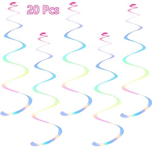 Schimmernde weiße Wirbel hängende Dekorationen, schimmernde Kunststoff-Luftschlangen für Decke, Partyzubehör für Geburtstag, Abschluss, Junggesellinnenabschied, Hochzeit, Weihnachten, Neujahr