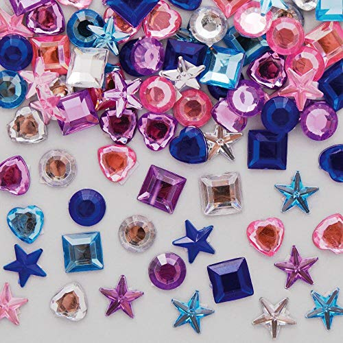 Baker Ross AX433 Winter Self Adhesive Acrylic Gems - Pack of 200, Crystal Stones for Christmas Cards, Scrapbook Stickers and Arts and Crafts for Kids
