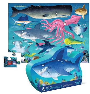 Crocodile Creek - Shark Reef - 36-Piece Jigsaw Floor Puzzle with Heavy-Duty Shaped Box for Storage, Large 20 x 27 Completed Size, Designed for Kids Ages 3 Years and up