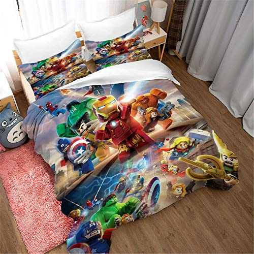 Ste-X Easy Care Duvet Cover Set | Double Bed Size |Cartoon Movie Children Bedding (220x230cm(King),iron Man)