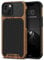 TENDLIN Compatible with iPhone 13 Case Wood Grain with Carbon Fiber Texture Design Leather Hybrid Case Compatible for iPhone 13 6.1-inch Released in 2021 Black