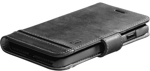 cellularline - Supreme - iPhone 13 Mini - Smartphone-Tasche mit Taschen aus echtem Leder - Schwarz