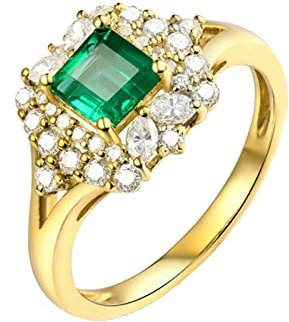 Dsnyu 18K Gelbgold Freundschaftsringe Weißgold 0.6ct Labor Erstellt Smaragd Moissanite Ring Damen Weißgold 61 (19.4)