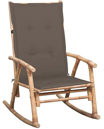 INLIFE Fauteuil à bascule avec coussin en bambou 3911
