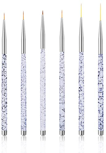 Sibba 6 Stück Wasseraktivierter Eyeliner Pinsel Applikatoren Augen Make-Up Abgewinkelt Feine Spitze Kunststoffstäbe Werkzeug Kleine Palette Mikro-Dünne Augenbrauen-Set Nagelkunst Malstift Transparent
