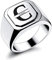 OTXIXTO Anfangsring Buchstabe Siegelring für Männer Frauen Personalisierter Name Gravierter Edelstahl Modeschmuck Hochzeit Paare Vatertagsgeschenk mit Ringgröße Einsteller (Silber, Größe 72)