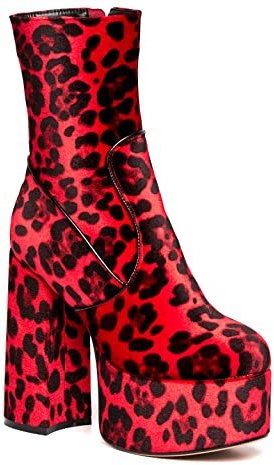 LAMODA Adore You Leopard Extreme, Stivale alla Caviglia Donna, Red Leo, 38 EU