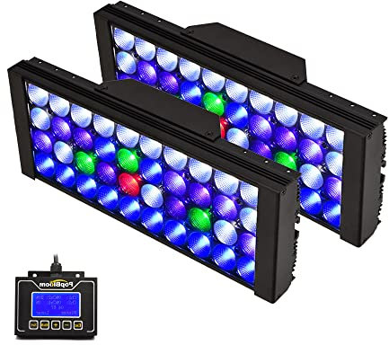 PopBloom Meerwasser led aquarium beleuchtung Lampe für Aquarium Reef Led Beleuchtung Aquarium Lampe für 80-120cm SPS LPS Aquarium (2 Lampen mit Aufhängeset)