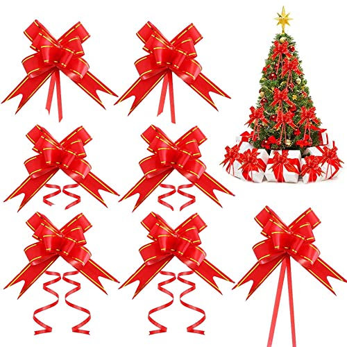 RosyFate Geschenkschleife, 20 Stück Geschenkschleife Groß, Schleife Weihnachten, Ziehschleife Geschenk, für Geschenkverpackungen, Weihnachtsdeko, Hochzeit, Auto(Rot)