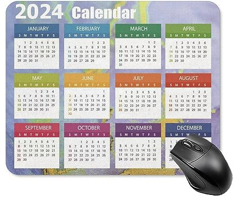 2024 Mauspad, Kalender, Computer-Mauspads, Kalender, rutschfeste Gummi-Schreibtischunterlage, Mauspad, Gaming, Büro, Tastaturmatte (24 x 20 cm)