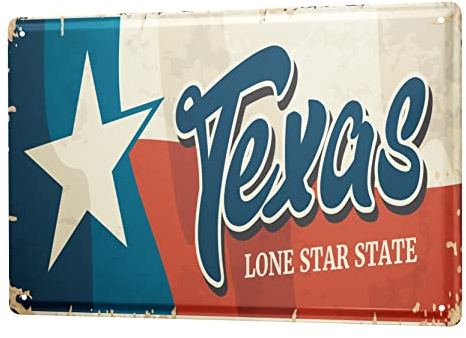 Blechschild Retro - Vintage Metall-Poster für das Wohnzimmer - Texas USA Motiv - 30 x 40 cm