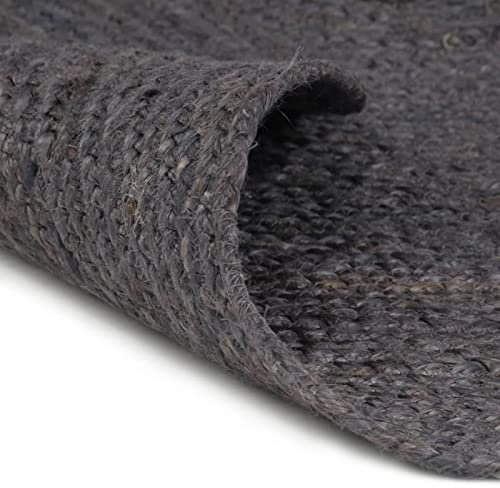 Susany Teppich Handgefertigt Jute Rund 180 cm Bodenteppich Stufenmatten Küchenteppich Flurteppich Wohnzimmerteppich Durchmesser: 180 cm,Geflochtene Jute,Dunkelgrau