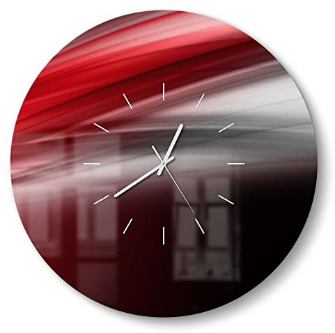 DEQORI Glasuhr | rund Ø 50 cm | Motiv Energiegeladener Schweif | große XXL Design Uhr aus Glas | leise Wanduhr für Wohnzimmer & Küche | moderne Hingucker Uhr für die Wand