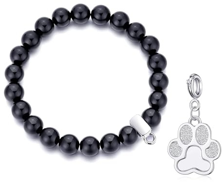 Philip Jones Black Onyx Gemstone Charm Bracelet Bracelet Created with Zircondia® Crystals (choice of 15 charms)