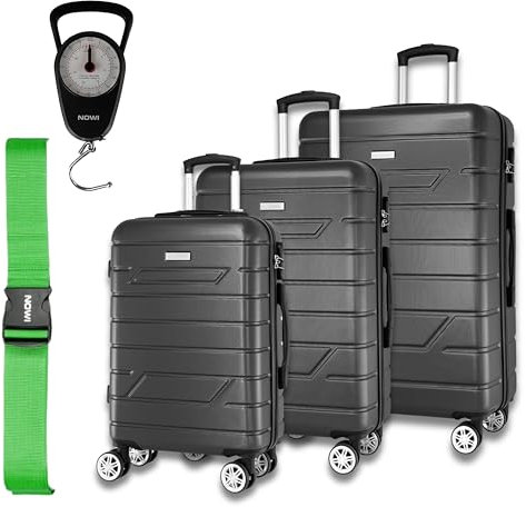 NOWI Bergamo Reisekoffer - Wasserabweisend, 8 Rollen 360° Drehbar, Teleskopgestänge, Voll gefütterter Innenraum (anthrazit, Set)