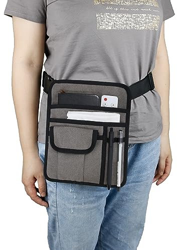 Lyirfan Sac à tablier en toile de qualité supérieure, sac à monnaie pour serveur de restaurant, avec ceinture réglable, porte-crayon et porte-chèque, pochette utilitaire de taille, tablier de travail,