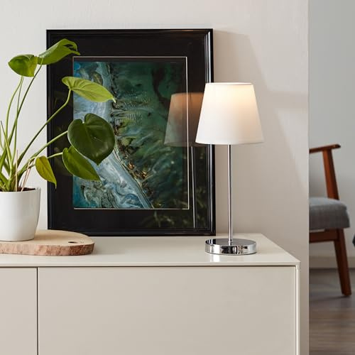 Lightbox moderne Nachttischlampe - 41 cm Höhe, Ø 16 cm - Tischleuchte mit | Nachttischlampe, Touchschalter, 41 cm Höhe, Ø 16 cm, E14, max. 40 W